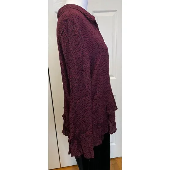 Habitat Womens Button Up Top Size XL Y2K Polka Dot‎ Whimsigoth Vamp Fairy Grunge - Picture 3 of 12